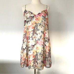 Elizabeth and James floral silk slip dress baby doll mini size small